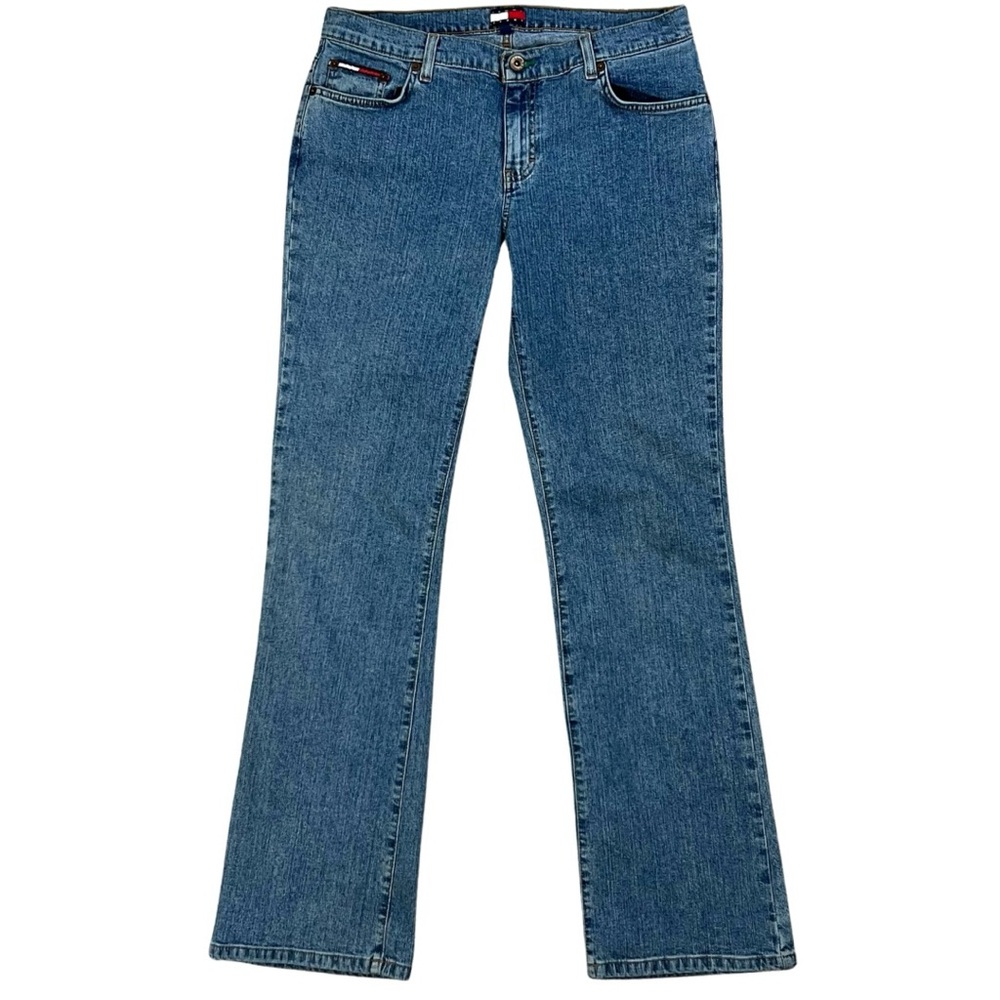 Vintage Y2K Tommy Hilfiger Super Low Rise Flare Stretch Jeans Womens Size 13 - Picture 2 of 15